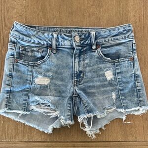 American Eagle Outfitters Distressed Light Blue Jean Shorts